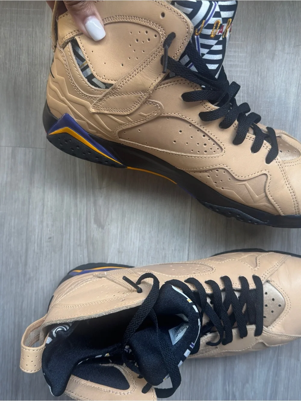 Jordan Men's Wheat/Tan High-Top Sneakers with Black Accents
